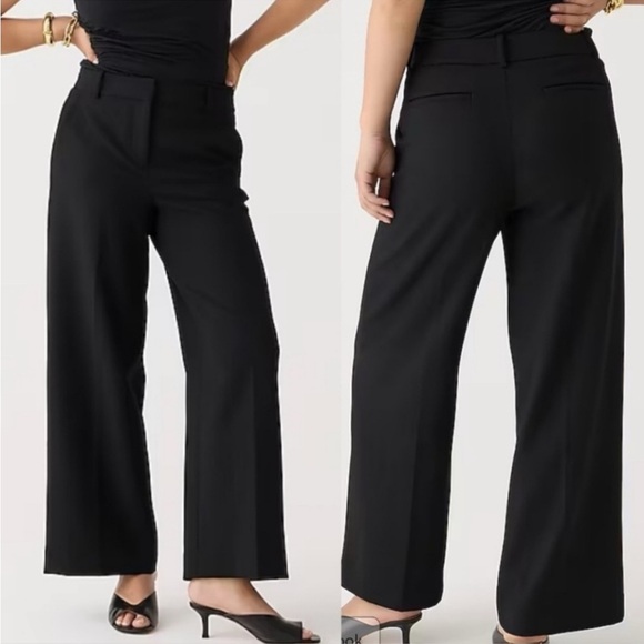 J.Crew Black Sydney Wide Leg Flare Pant in Four-Season Cropped Stretch - Picture 14 of 14
